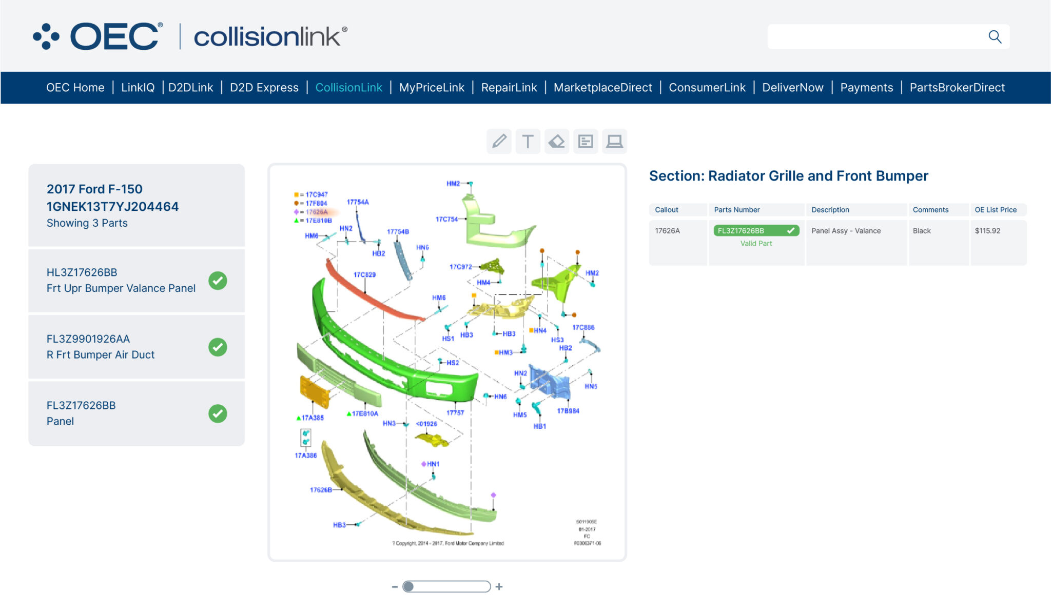 Schermata funzioni CollisionLink Shop