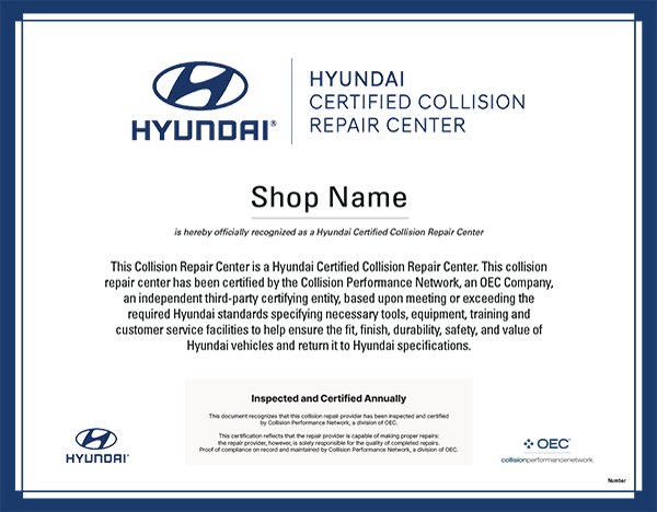 Certyfikat Hyundai