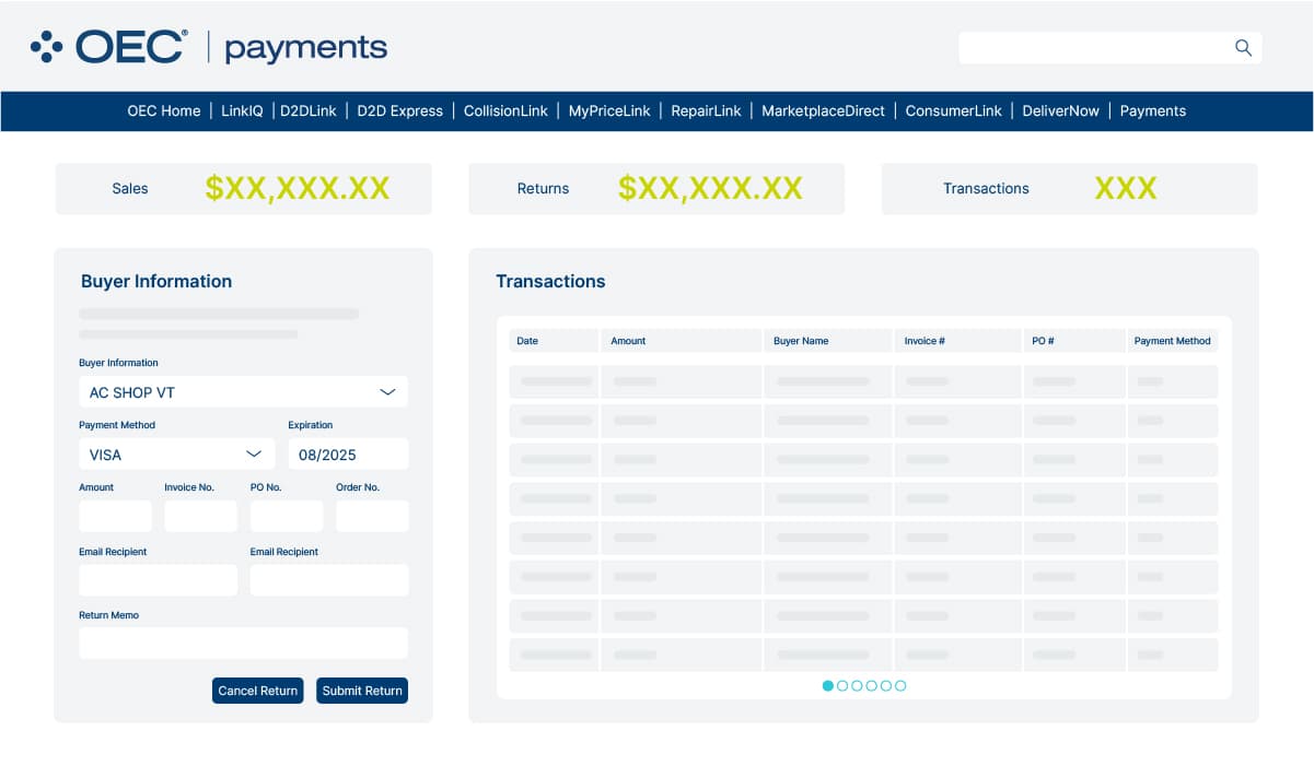 Payments Feature Screen