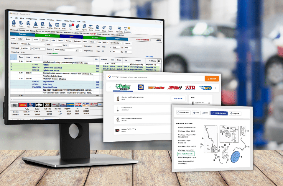 Mitchell 1 software integrated with PartsTech