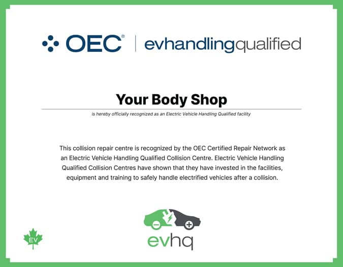 Electric Vehicle Handling Qualified (EVHQ) certificate