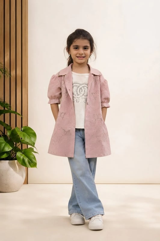 Girls Grey Button-Front Pinafore Dress