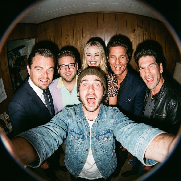 Fisheye selfie with movie characters using Nano Banana Pro