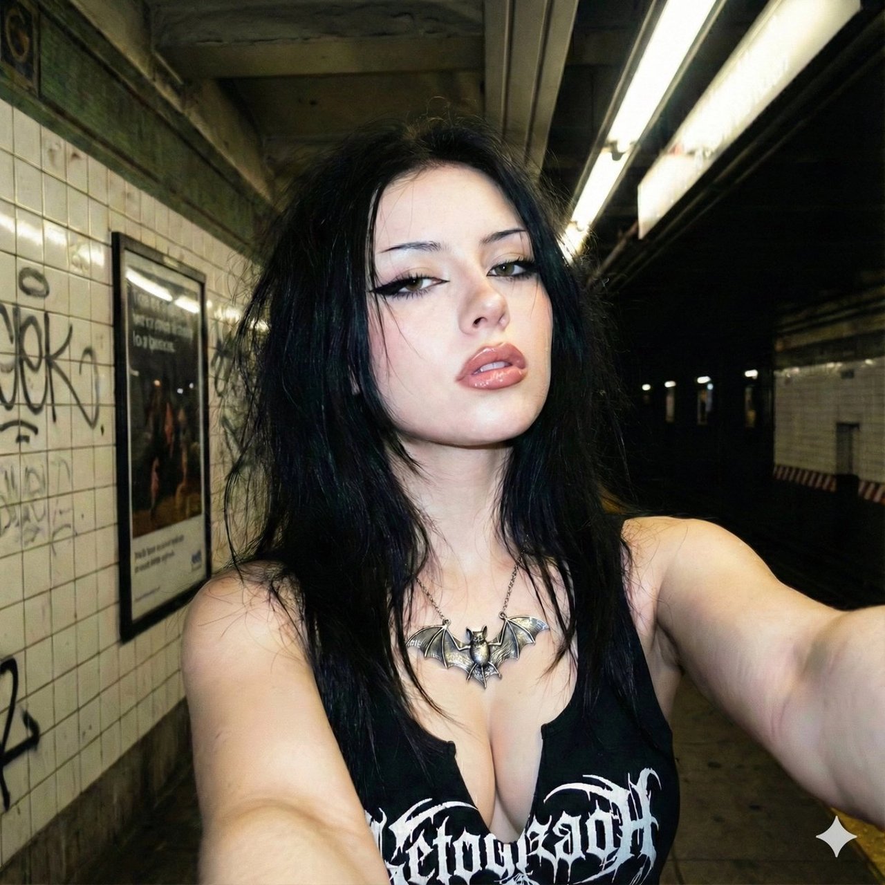 Y2K Grunge Subway Selfie Image Analysis Prompt