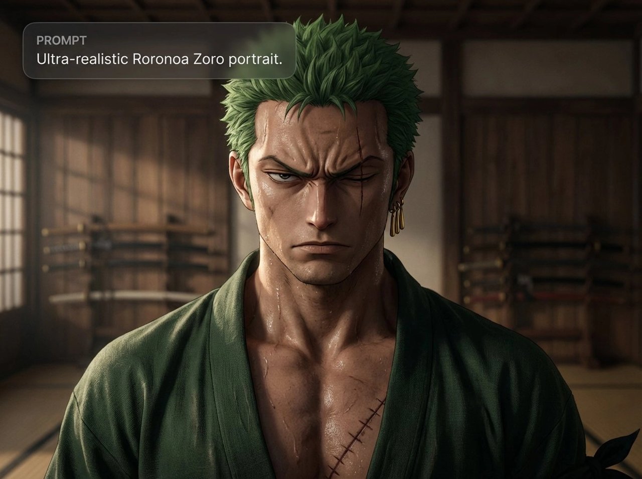 Ultra-realistic Roronoa Zoro portrait