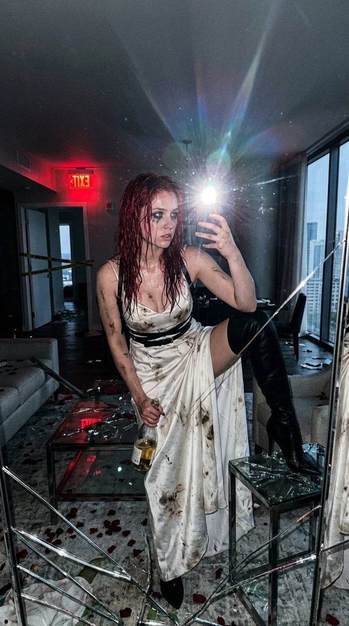 Hyper-Realistic Flash Selfie Crime Scene Prompt (JSON format)