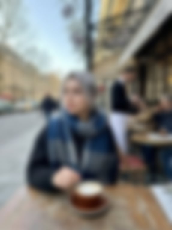 Paris Marais cafe terrace portrait prompt - Blurred AI generated image using Nano Banana Pro prompt