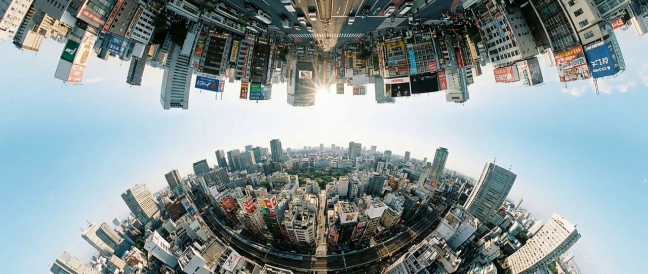 Ultra-Wide-Angle Planetoid Cityscape