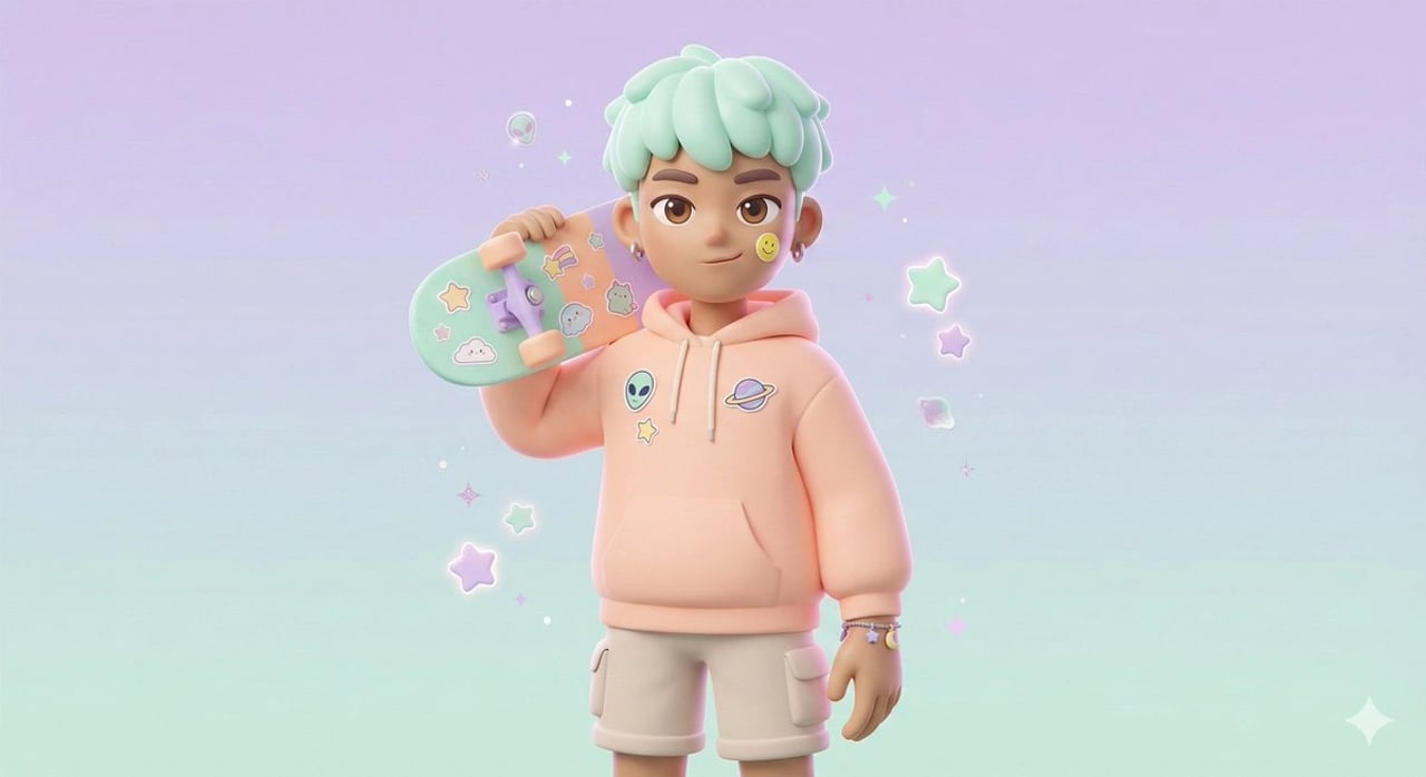 3D Polished Character Portrait (Pastel Anime Style) - AI generated image using Nano Banana Pro prompt