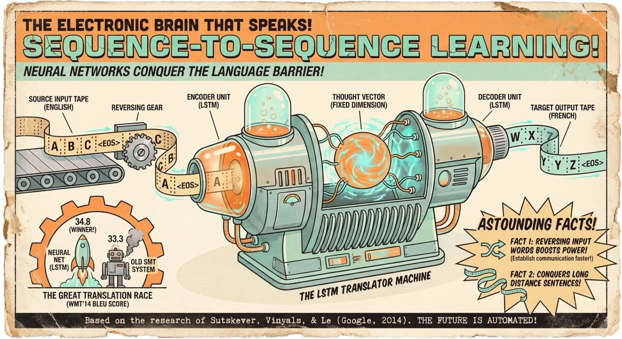 Seq2seq paper infographic - AI generated image using Nano Banana Pro prompt