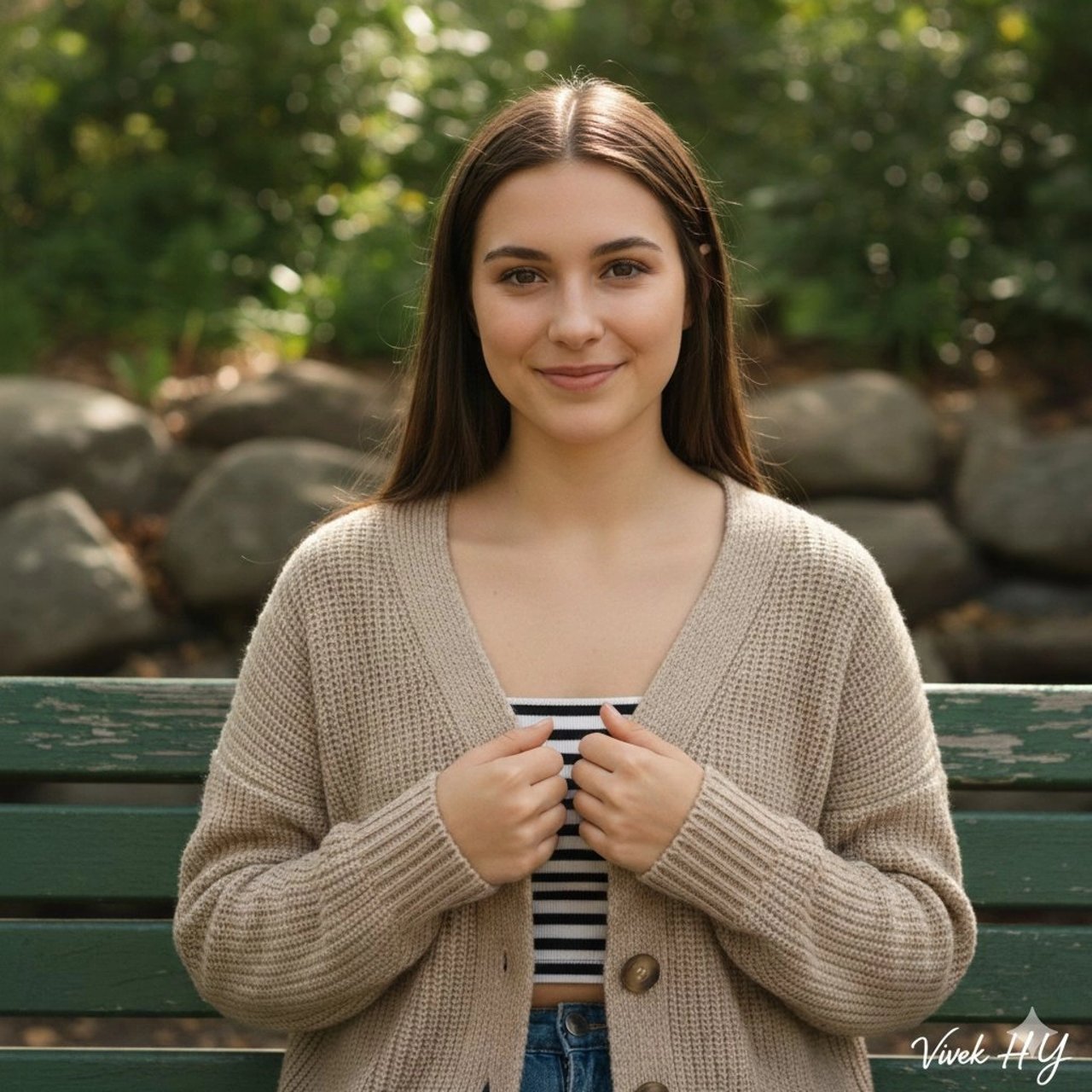 Soft, Candid Outdoor Portrait (Structured JSON)