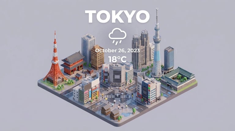 Isometric Miniature 3D City Cartoon Scene