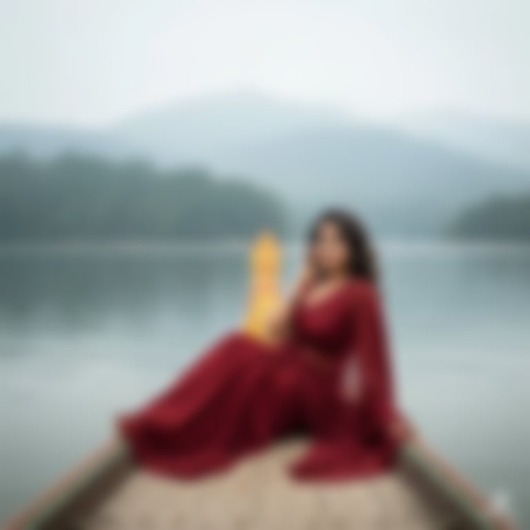 Serene Lake Portrait (Woman in Saree on a Boat) - Blurred AI generated image using Nano Banana Pro prompt
