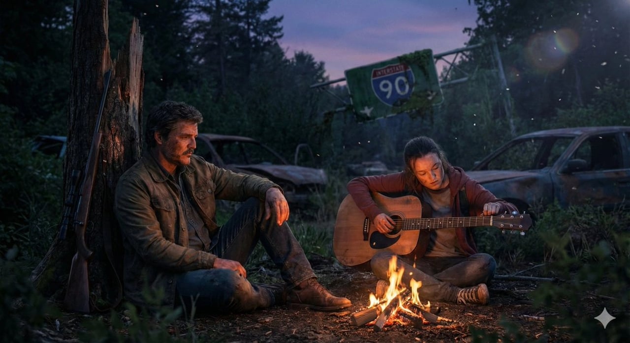 Cinematic Last of Us Campfire Scene