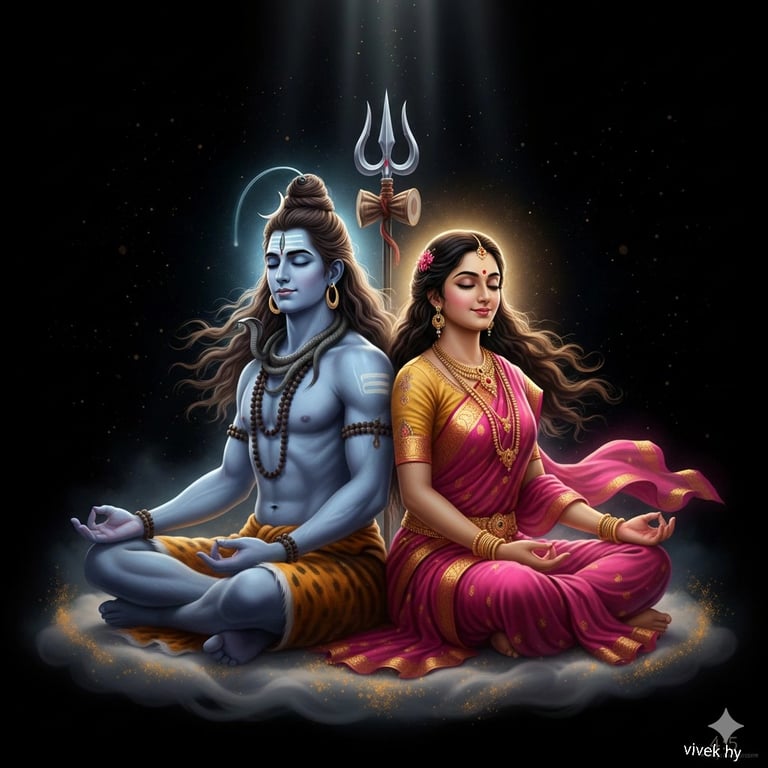 Divine Artwork of Lord Shiva and Goddess Parvati