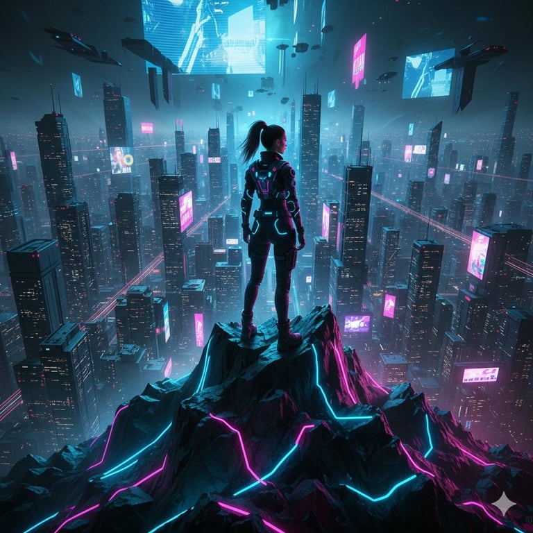 Cyberpunk Mountain Peak Girl