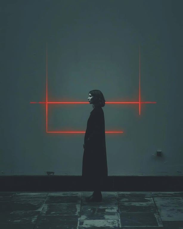 Cyberpunk woman in neon frame