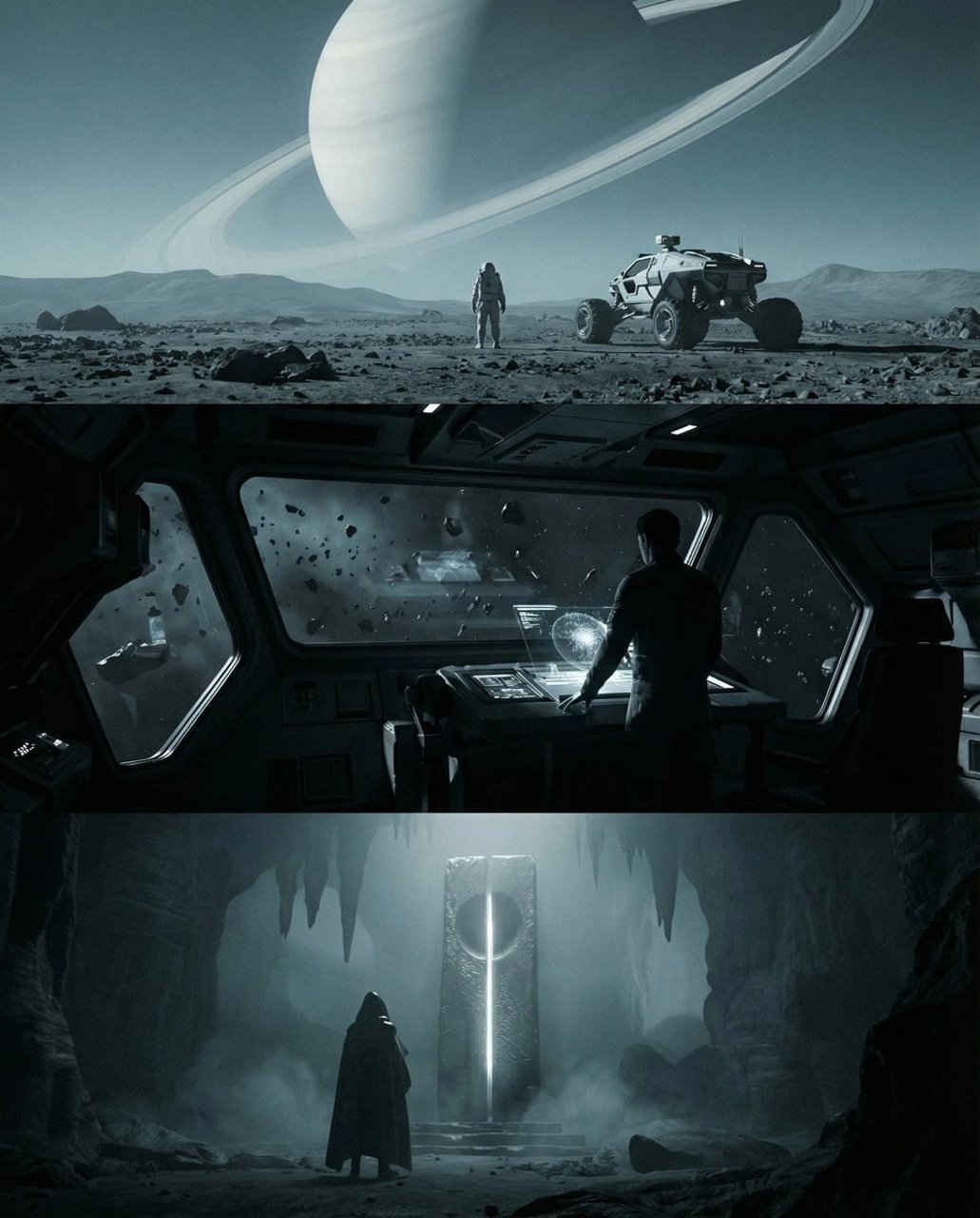 Sci-fi cinematic triptych and expansions