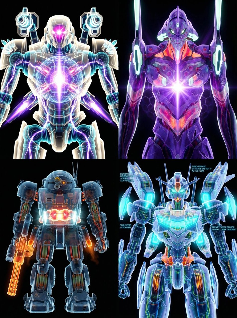 X-Ray/Thermal Visualization Prompt for Mecha (VOTOMS Scopedog)