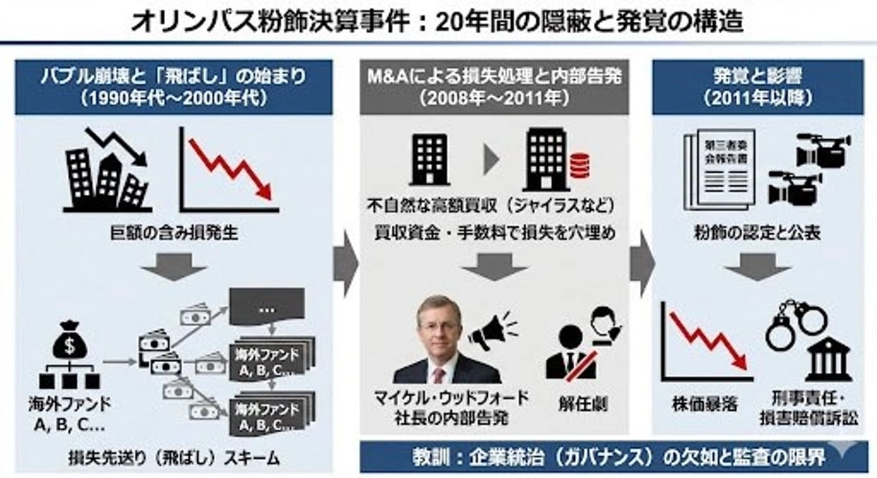 Slides explaining Olympus accounting scandal