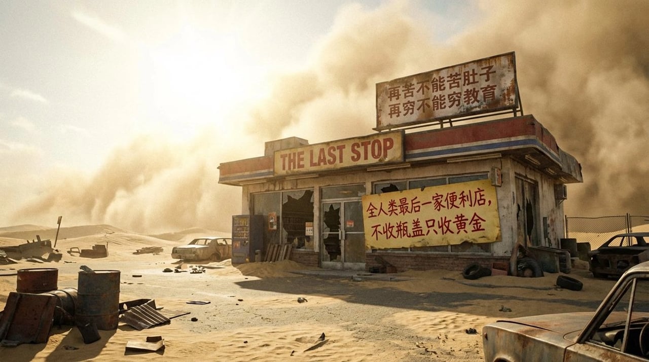 Post-apocalyptic last convenience store in the world - AI generated image using Nano Banana Pro prompt