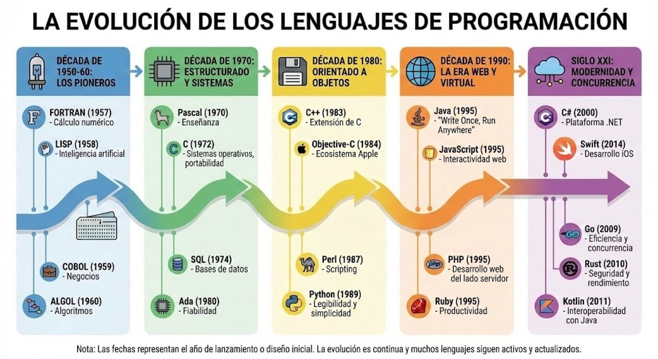 Infographic of programming language evolution