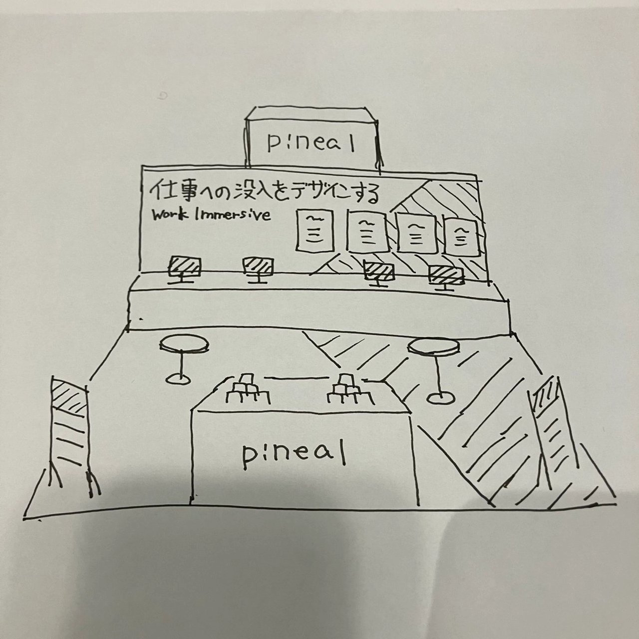Turn booth sketch into perspective drawing