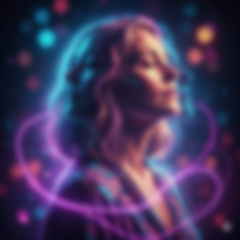 Triple Exposure Neon Portrait Prompt - Blurred AI generated image using Nano Banana Pro prompt