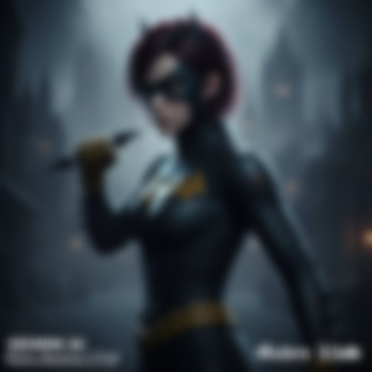 Gothic Noir Vigilante Portrait (Batgirl Inspired) - Blurred AI generated image using Nano Banana Pro prompt