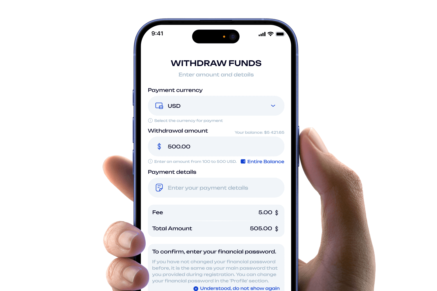 Automation of input and output of funds