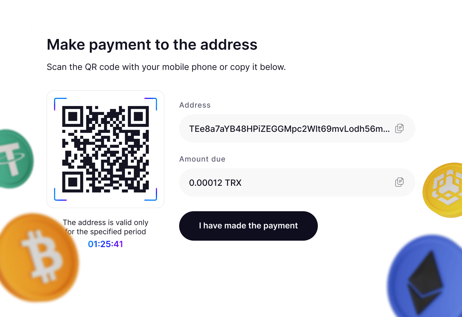 Connecting payments in cryptocurrency