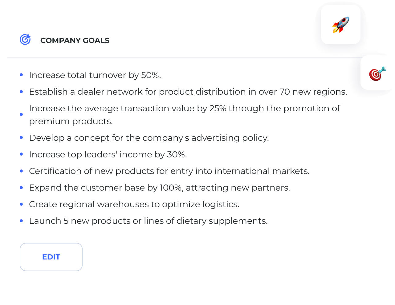 Write down your goals and mission on the first screen of yProcess