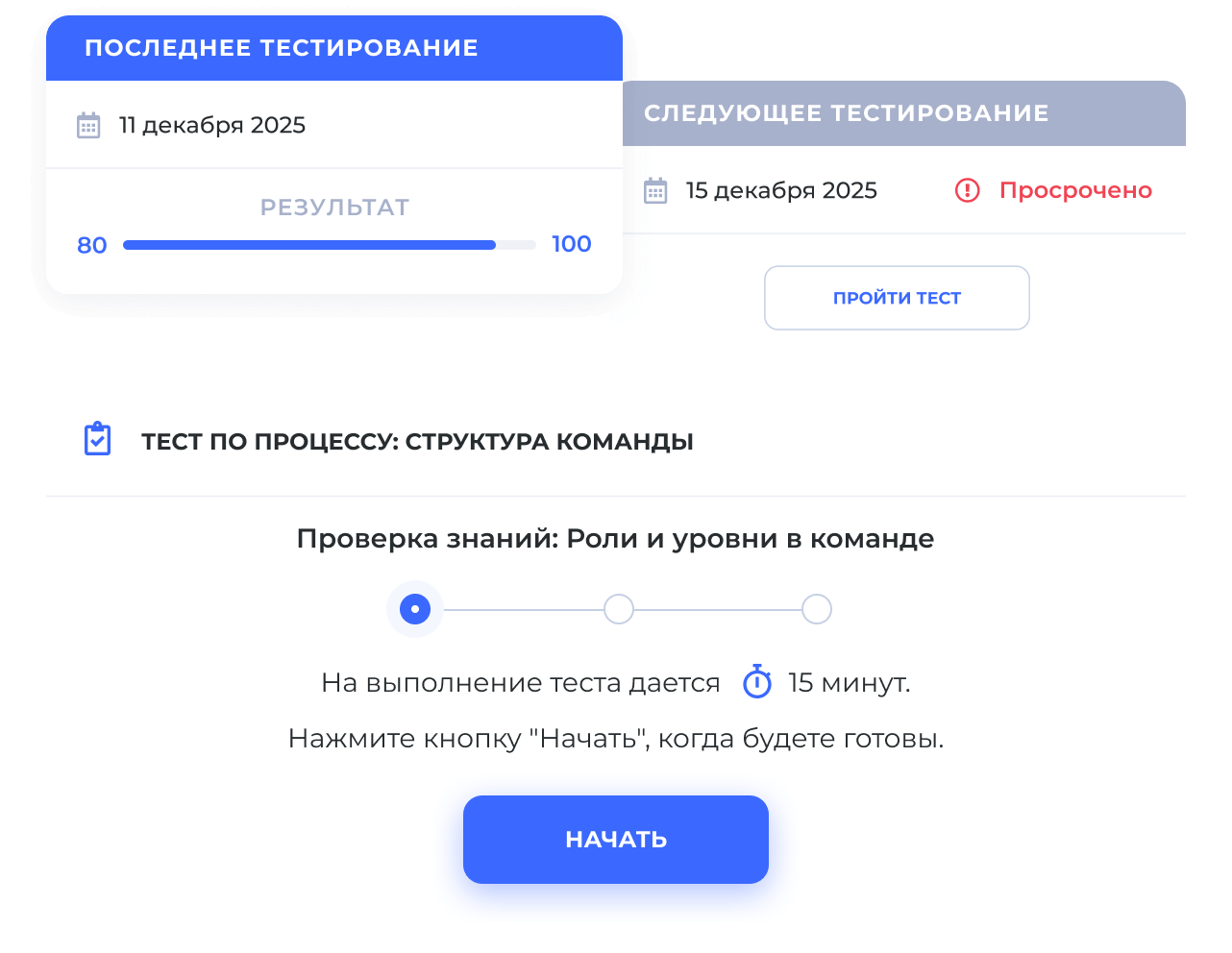 Добавьте тесты для проверки знаний сотрудников