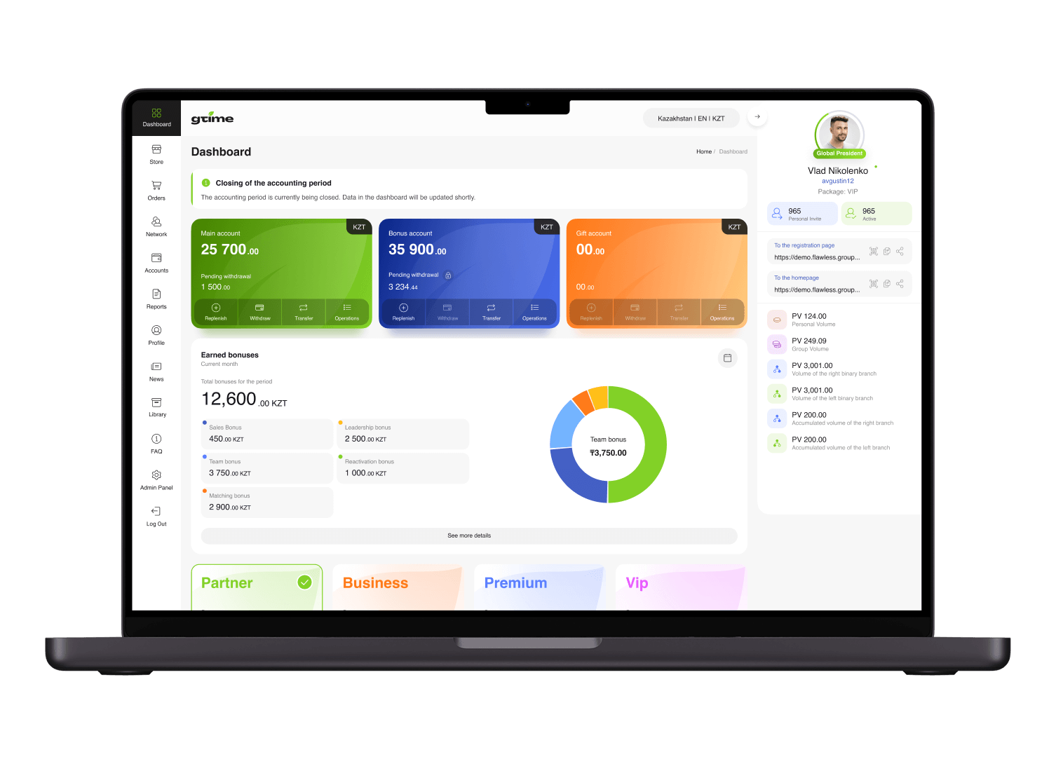 Analytical services, accounting systems and CRM