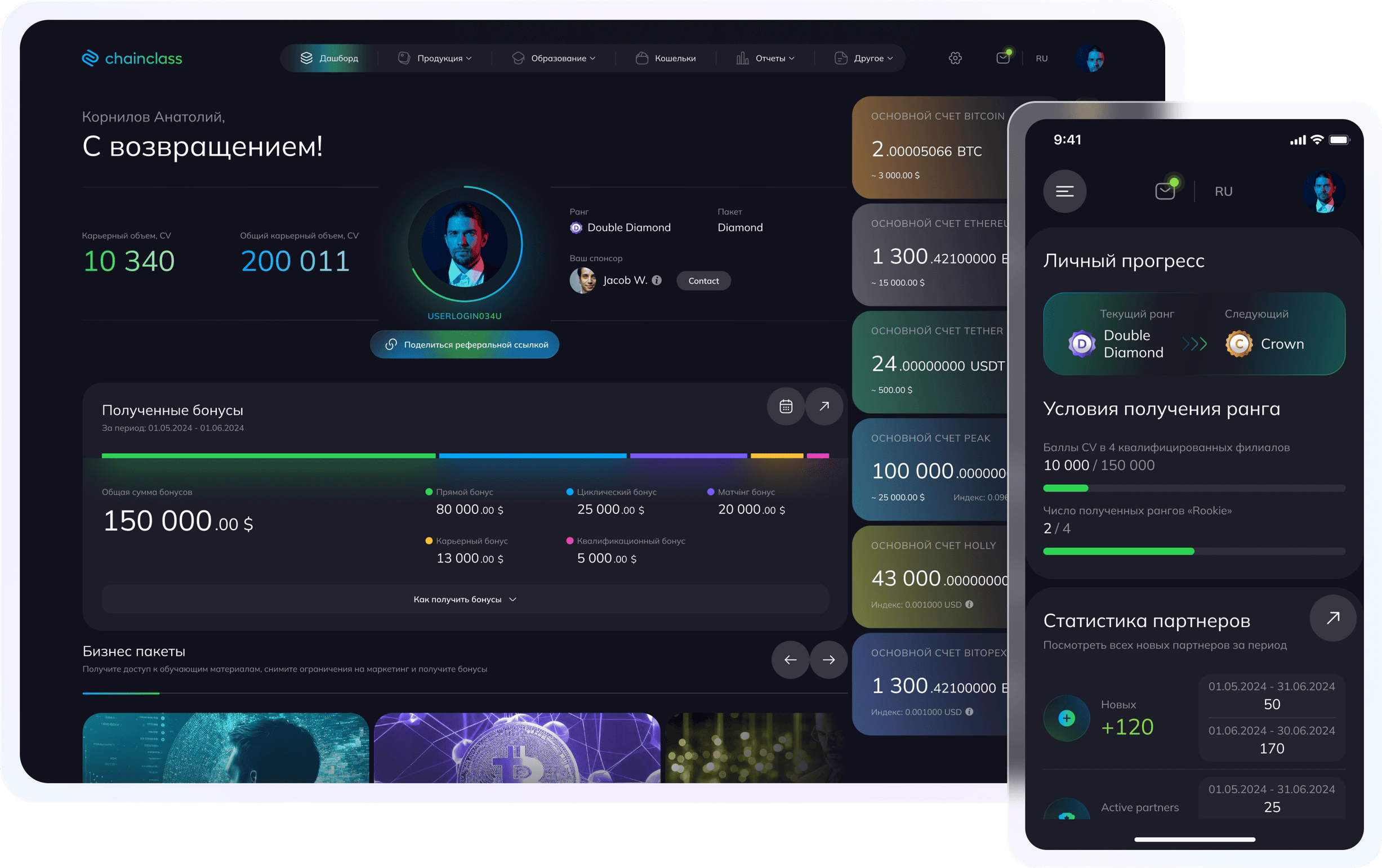 Крипто-платформа с обучением и продажей токенов