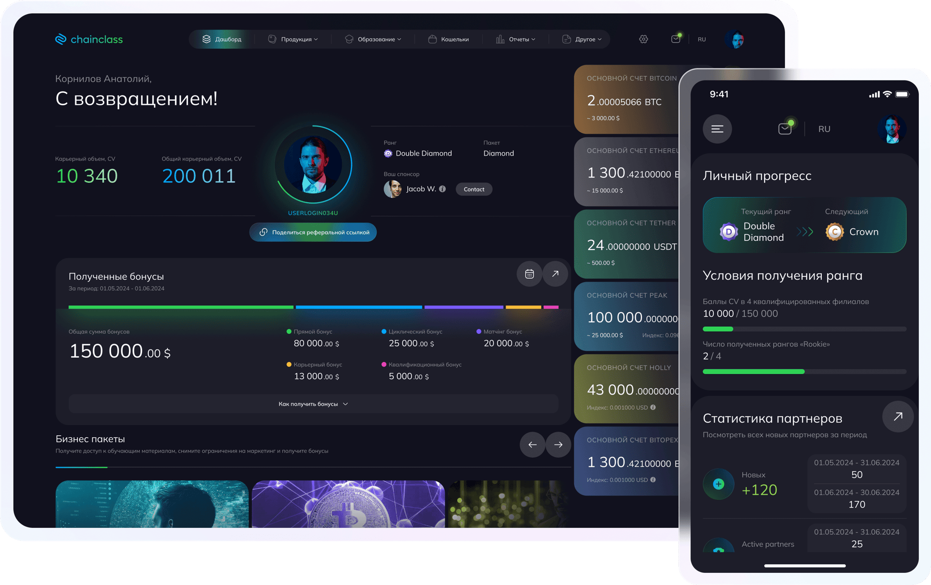 Крипто-платформа с обучением и продажей токенов