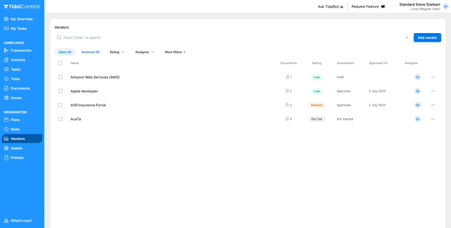 New Vendor Management module