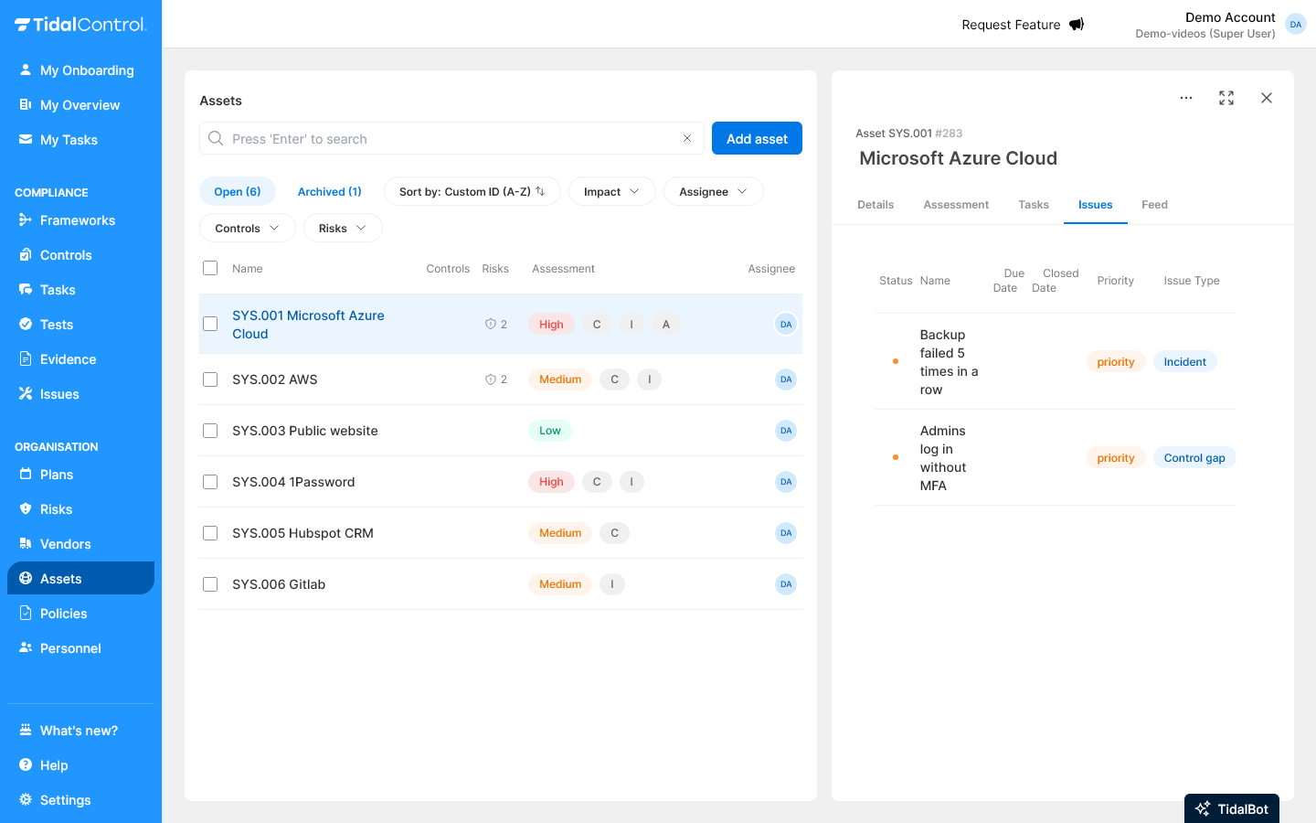 Issues linked to an Asset