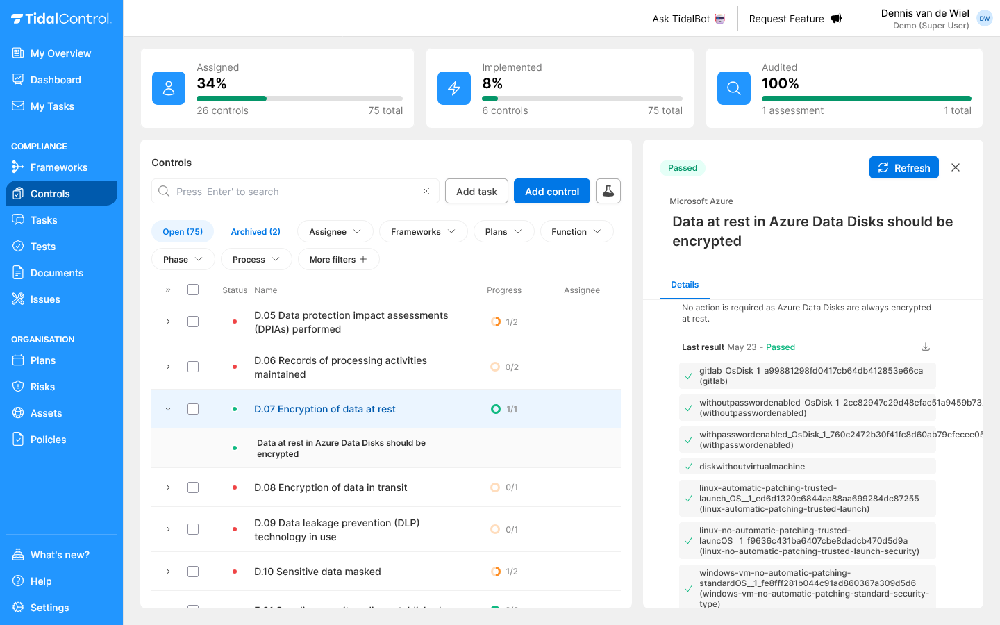 Automated test results