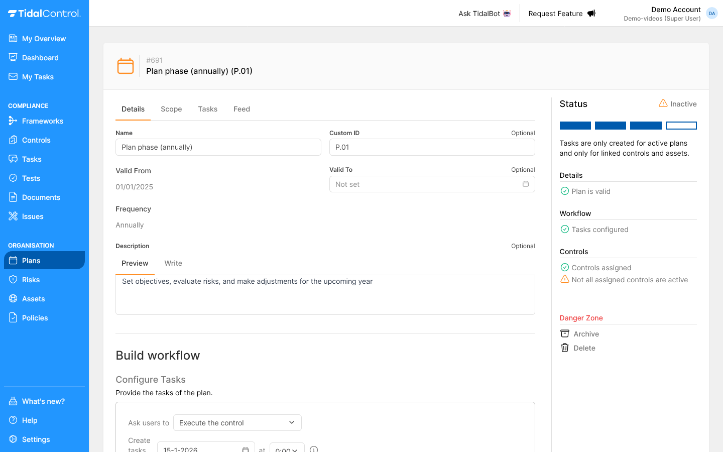 Plan workflow configuration