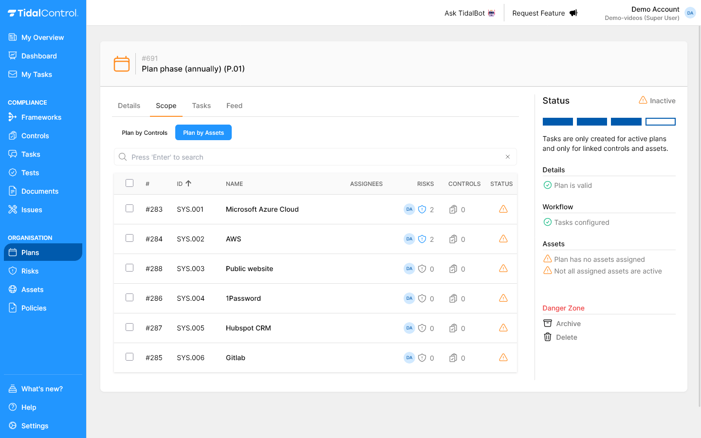 Plan by Assets scope