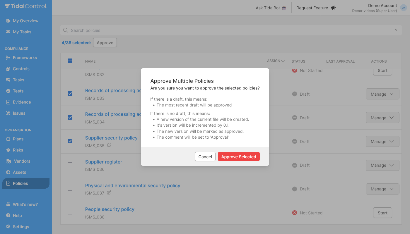 Approving multiple policies