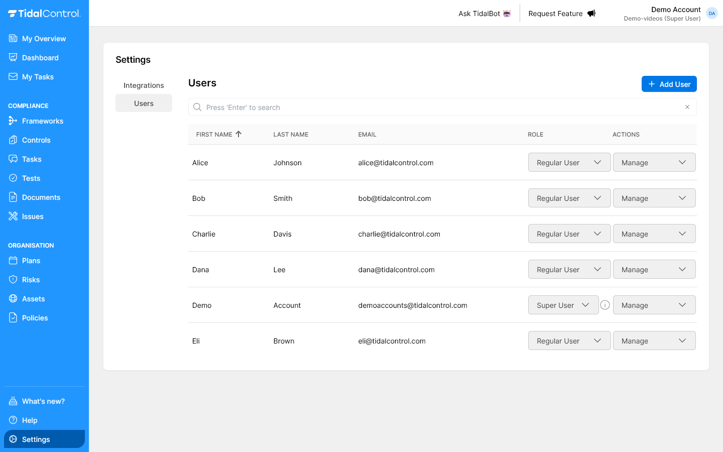 Gebruikers overzicht