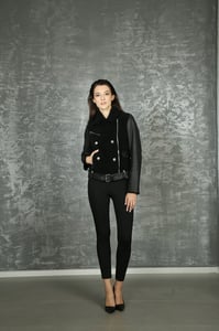 Womens Black Shearling Leather Biker Jacket - Quality Leather Product Manufactured By Rubi̇s Deri̇ci̇li̇k San. Ve Ti̇c. Ltd. Şti̇.. Contact For B2B Orders.