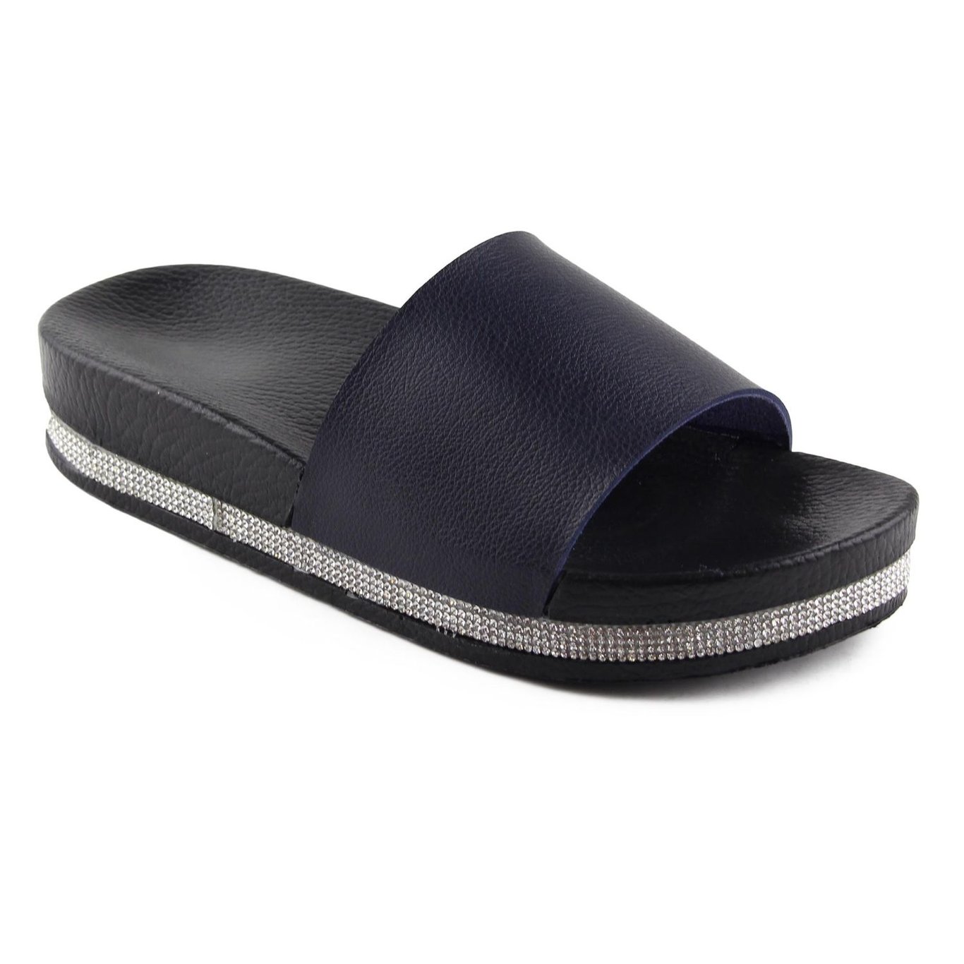Sparkling Embellished Platform Slider Slipper - Quality Leather Product Manufactured By Gezer Ayakkabi Deri̇ San. Ve Ti̇c. A.ş.. Contact For B2B Orders.