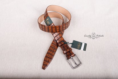 Men's Polished Crocodile Embossed Leather Belt - Quality Leather Product Manufactured By Palaska Kemer Ve Deri Ürünleri San. Tic. A.ş.. Contact For B2B Orders.