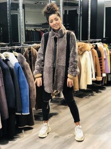 Womens Elegant Two Tone Shearling Coat - Quality Leather Product Manufactured By Intellect İç Ve Diş Ti̇c. Ltd. Şti̇.. Contact For B2B Orders.
