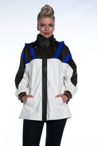 Chic Color Block Hooded Lambskin Statement Jacket - Quality Leather Product Manufactured By Besnili Deri Petrol Gida Ve Mam. Dis Ti̇c. Ltd. Sti.. Contact For B2B Orders.