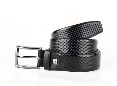 Elegant Black Perforated Genuine Leather Belt - Quality Leather Product Manufactured By Akyollar Deri Ve Med.ürün. San.ve Tic.ltd.şti.. Contact For B2B Orders.