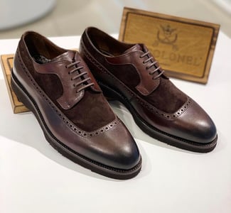 Mens Two Tone Leather Suede Brogue Derby Shoes - Quality Leather Product Manufactured By Deva Ayakkabi San Ve Tic Ltd Sti. Contact For B2B Orders.